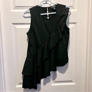 3/25$💥 Lord & Taylor blouse top black ruffle asymmetrical Women Medium cami tank